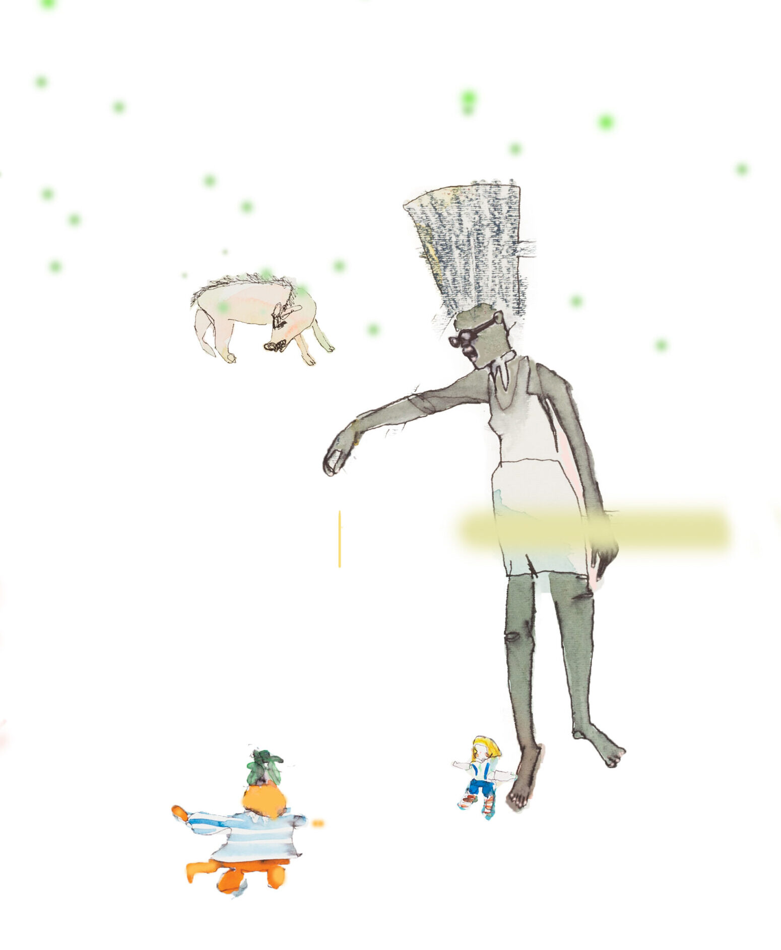 drawing on linen textile